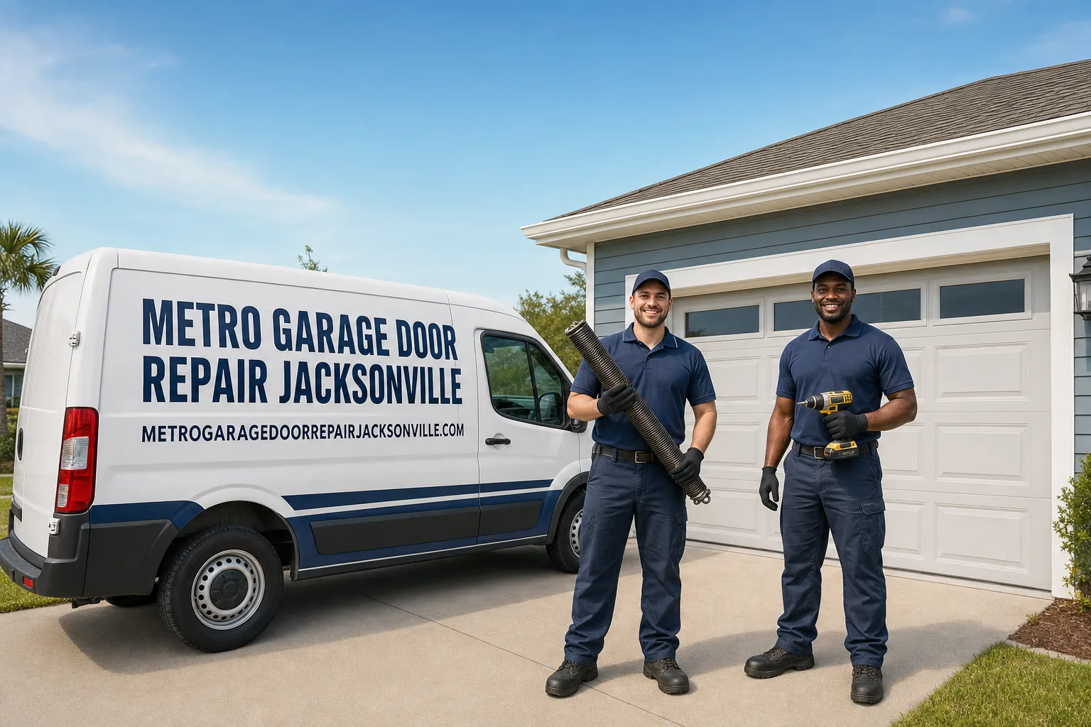 Metro Garage Door Repair Jacksonville service vehicle and crew in Jacksonville, FL